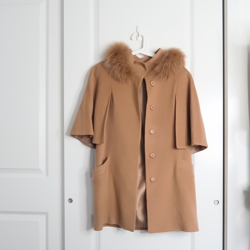 Lancy camel cape style wool coat